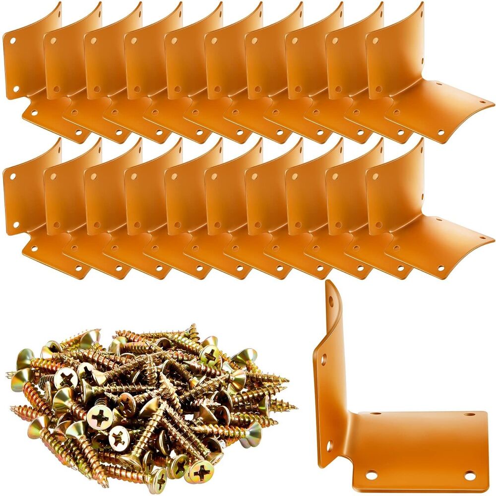 20 Pcs Round Post Fence Brackets Metal L for Wood Fence Post